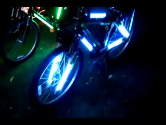 Custom bikes with sound systems and L E D and fluorescent lights