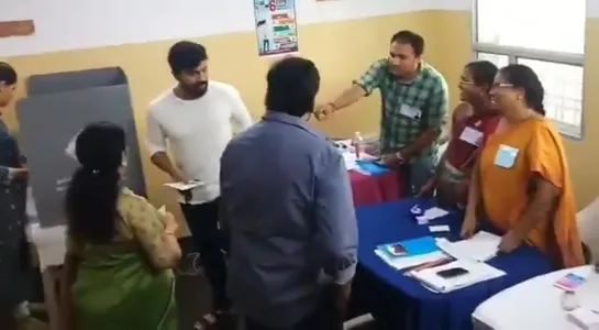 MegastarChiranjeevi, Mega Power Star RamCharan and family at polling booth to cast their votes. - Elections2019