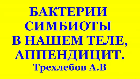 БАКТЕРИИ СИМБИОТЫ В НАШЕМ ТЕЛЕ, АППЕНДИЦИТ. Трехлебов А.В 2022,2023,2024,2025,2026