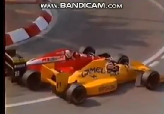 Monaco-89, Alex Caffi Dallara & Nelson Piquet Brabham crash