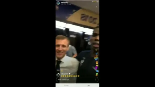 Paul Pogba и президент Франции Emanuel Macron после ФИНАЛА ЧМ-2018 (запись трансляции из Instagram-а Погба)