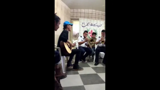 @MIYAVI_OFFICIAL and drummer Bobo jamming w/ Lebanese scouts in Al Marj, Bekaa