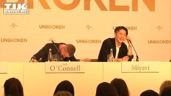 Angelina Jolie with Jack O'Connell and Miyavi UNBROKEN press conference in Berlin!