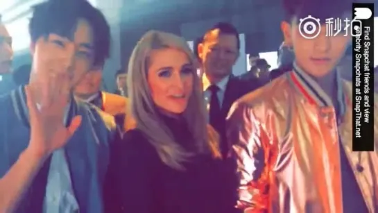 151013 Paris Hilton snapchat update with TAO & Jung Il Woo