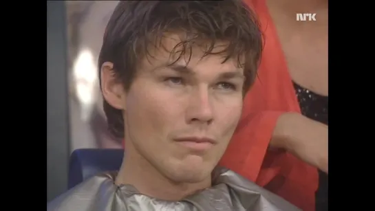 Morten and Ingvild getting hair and makeup before the Eurovision song contest 18.05.199