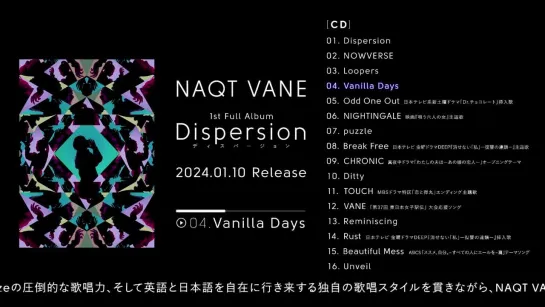 NAQT VANE 1st Full Album 「Dispersion」(ディスパージョン) DIGEST