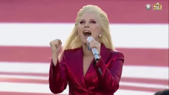 Lady Gaga sings the National Anthem at Super Bowl 50 (07.02.2015)