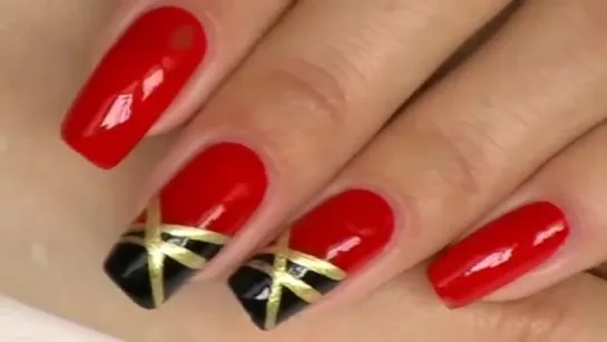 Маникюр красное золото _ Manicure red gold