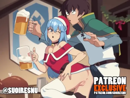 aqua christmas аква этот прекрасный мир konosuba animation anime porno 18+ аниме анимация хентай sex секс hentai