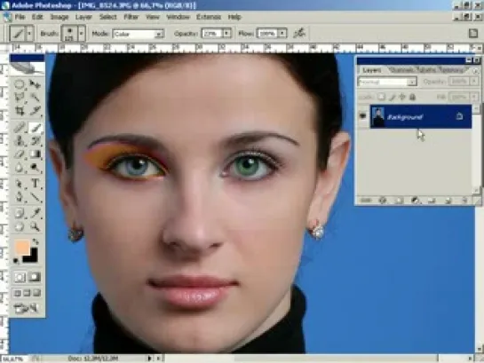 Уроки фотошопа -- Ретушь, макияж и смена цвета глаз в Фотошопе