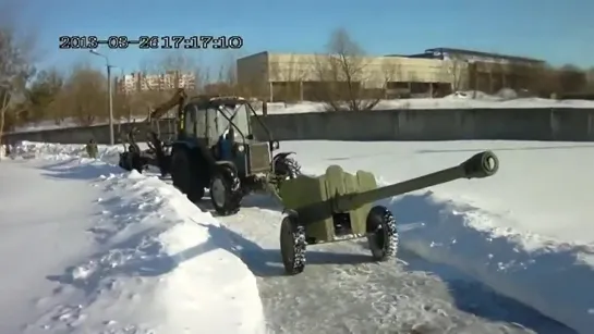 A very ordinary day in Belarus: just a tractor with a cannon. March 26, 2013