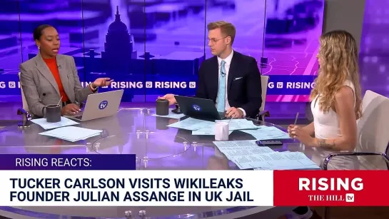 Tucker Carlson VISITS Wikileaks Julian Assange In UK Jail_ Rising Team Reacts. November 2, 2023