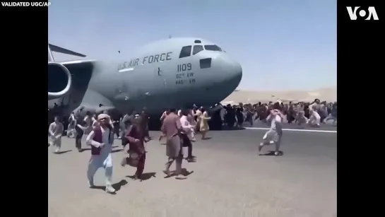 Afghans Try to Flee at Kabul Airport