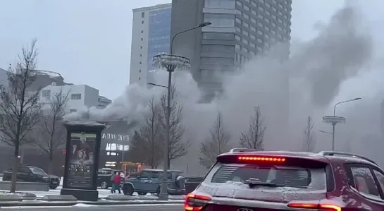 ️В Москве загорелось здание на Новом Арбате