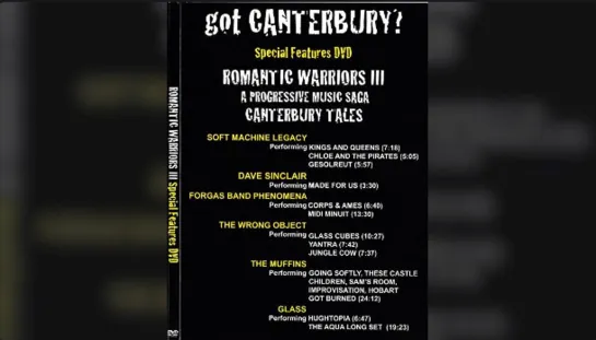 Romantic Warriors III (A Progressive Music Saga): Canterbury Tales. Special Features DVD (2016) - VTS_01