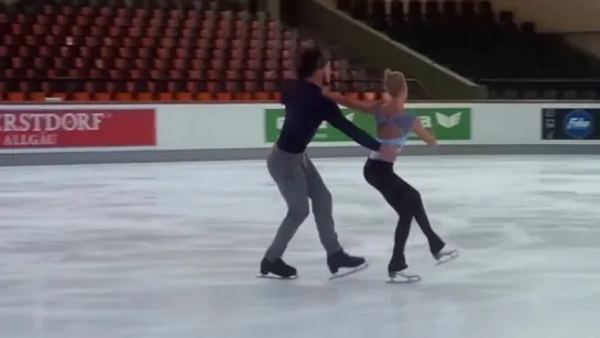 Tatiana Volosozhar  Maxim Trankov (RUS) SP practice 2015 Nebelhorn Trophy Oberstdorf, Germany