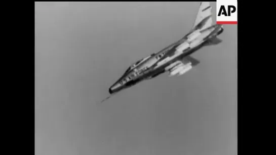 Rocket salvo from an F-100 Super Sabre including the targets perspective