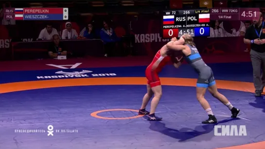 Perepelkina vs Wieszczek WW 72 kg 1/4 финала Каспийск 2018