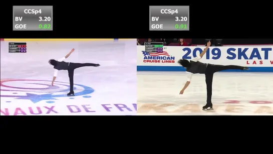 Nathan Chen SP at GP France vs Skate America 2019 - Нэйтен Чен КП Гран-При 2019