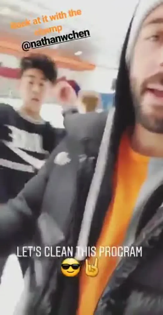 Nathanchen Samuel Chouinard IG story - Back at it with the champ nathan chen - -