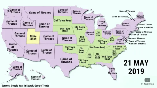 [OC] Trending Google Searches by State Between 2018 and 2020