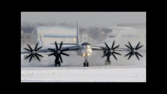 Ту-95МС (317 красный) КБ Туполева Жуковский. Взлет в -25°