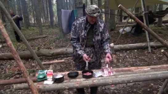 Выживание. Поход. Готовим мясо на костре.