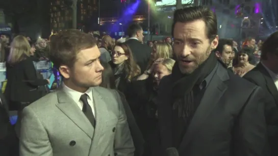 Hugh Jackman  Taron Egerton flying high at Eddie the Eagle - UK Film Premiere