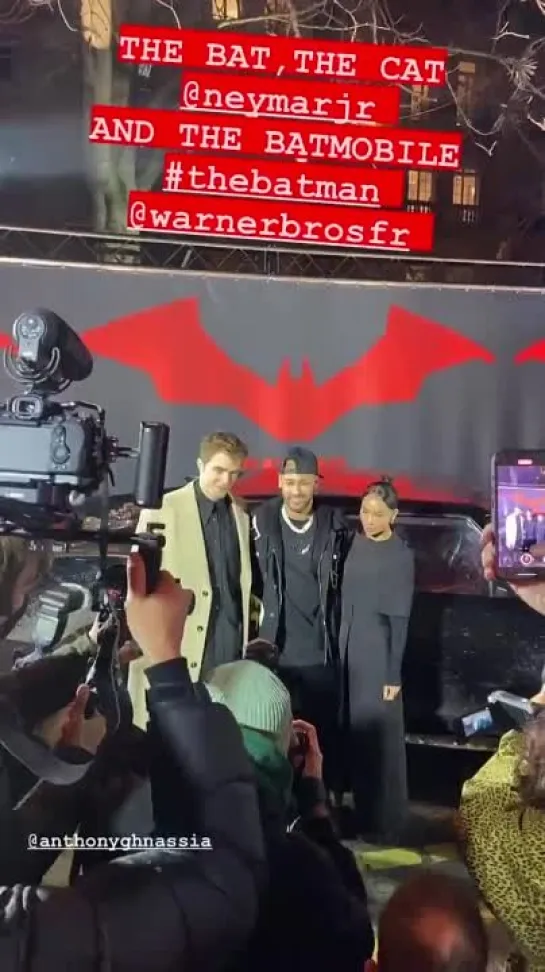 Rob, Neymar and Zoë at The Batman special screening in Paris, 21.02.2022