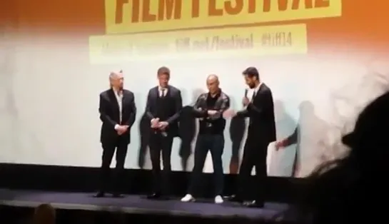 Jeremy Irvine, Michael Douglas and Jean Baptiste Leonett TIFF 2014