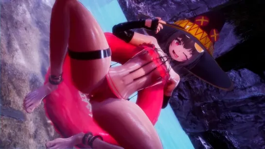 Megumin and Yunyun sex on beach 3d hentai MMD r34