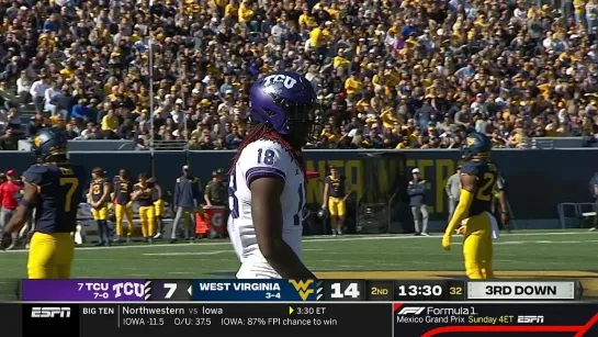 TCU Horned Frogs at West Virginia Mountaineers 29.10.2022