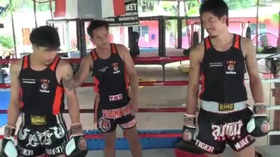 Tiger Muay Thai Techniques_ Jab followed by upwards elbow and leg kick