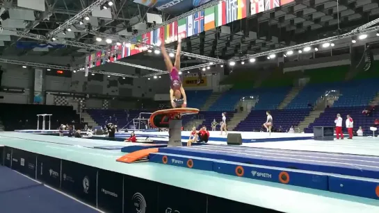 Maria Paseka vaulting an Amanar at podium training! ECSzczecin2019 @ECSzczecin2019