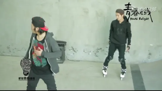 150908 Luhan practicing roller skating for The Witness Movie BTS