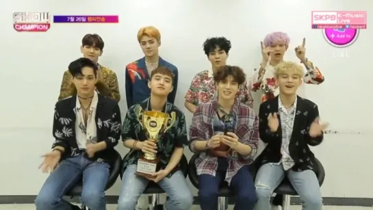 170726 EXO Ko Ko Bop 1st win   Video Messages @ 쇼챔 Show Champion