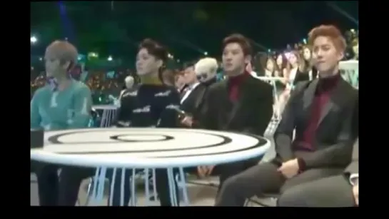 151202 EXO 엑소 BIG BANG 빅뱅 reaction to iKON 아이콘 RHYTHM TA @ MAMA 2015 [Fancam]