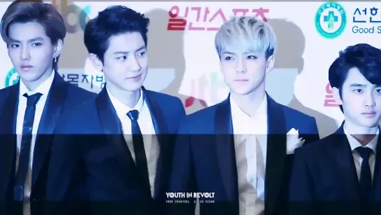 |FANCAM| 140116 Golden Disk Awards Photowall (Chanyeol & Sehun focus)