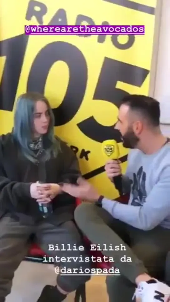 Billie at the radio105 in Milan, Italy