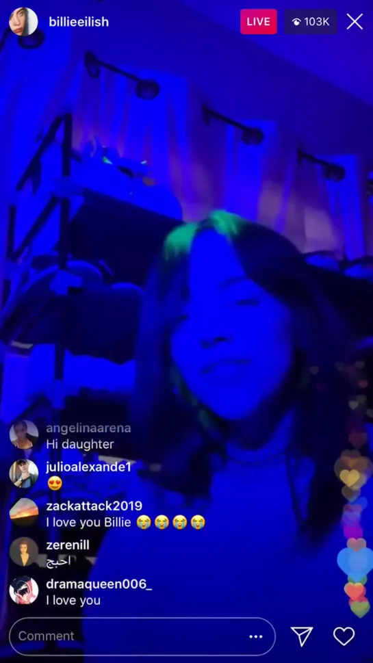 Billie Eilish Instagram live 9/17/19