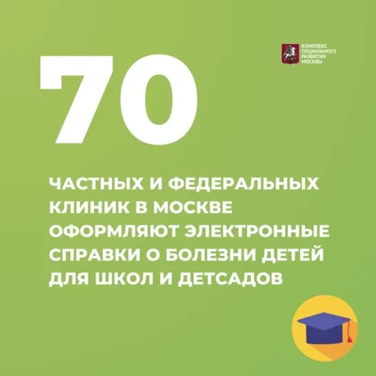 70 ЧАСТНЫХ И ФЕДЕРАЛЬНЫХ КЛИНИК В МОСКВЕ ОФОРМЛЯЮТ ЭЛЕКТРОННЫЕ СПРАВКИ О БОЛЕЗНИ ДЕТЕЙ ДЛЯ ШКОЛ И ДЕТСАДОВ