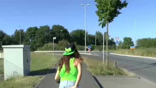 Crazy girl masturbation in public