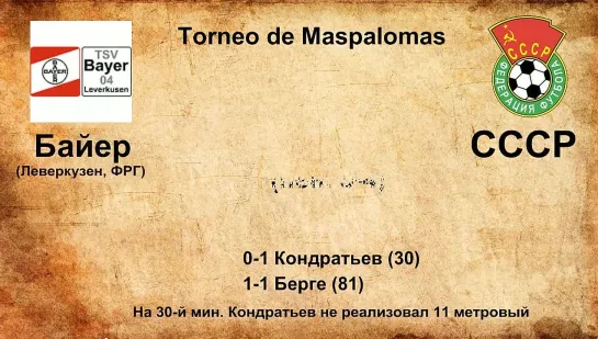 718-719. Сезон 1986 г. Torneo de Maspalmas. Клубы ФРГ - СССР