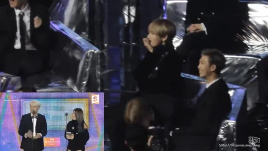 BTS reaction to SUGA  SURAN winning hot trend award @ Melon Music Award 2017