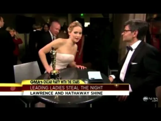 Jennifer Lawrence, Anne Hathaway - interview backstage  fof GMA