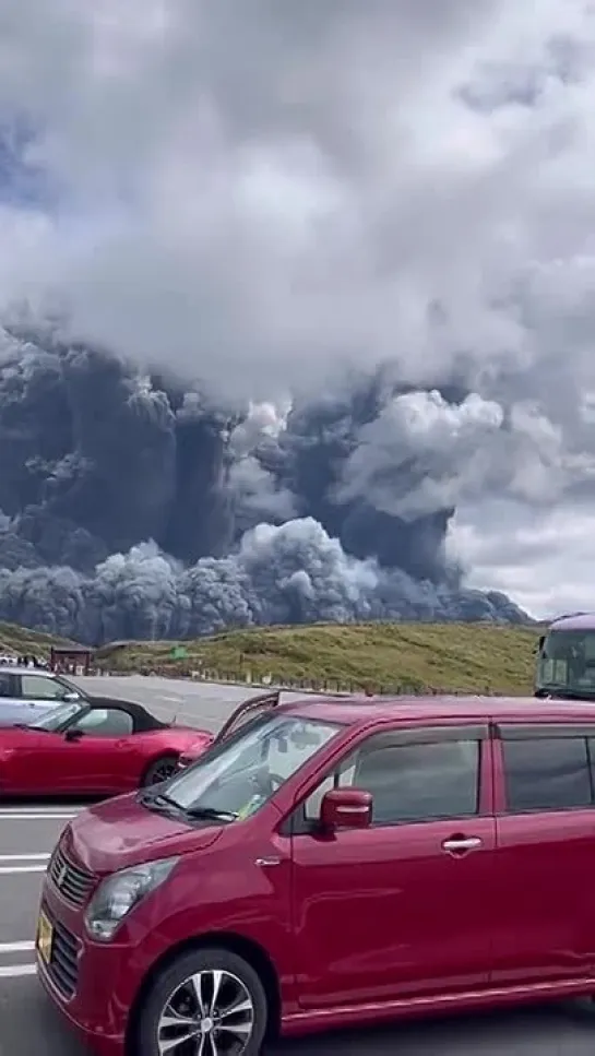 Volcanic eruption in Mt. Aso, Japan