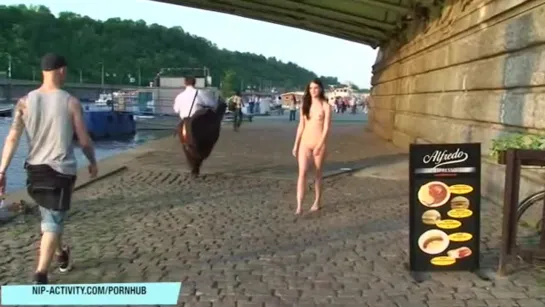 Walking nude in street