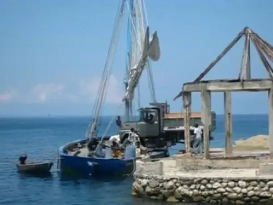 Mack truck onto boat