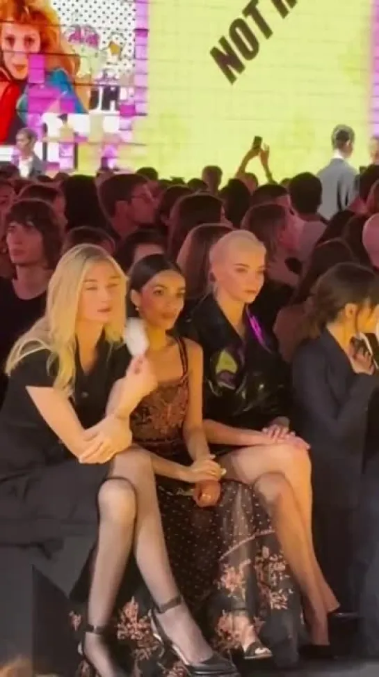 Anya Taylor-Joy with Jennifer Lawrence, Rosalía, Jenna Ortega, Rachel Zegler, Elizabeth Debicki at Dior Spring 2024 Fashion Show