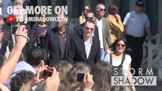 Robert Pattinson unveiling his name on The Planches during the 2017 Deauville film festival